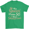 50th Birthday Queen Fifty Years Old 50 Mens T-Shirt Cotton Gildan Irish Green