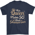 50th Birthday Queen Fifty Years Old 50 Mens T-Shirt Cotton Gildan Navy Blue