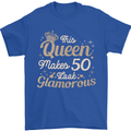 50th Birthday Queen Fifty Years Old 50 Mens T-Shirt Cotton Gildan Royal Blue