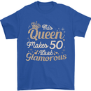 50th Birthday Queen Fifty Years Old 50 Mens T-Shirt Cotton Gildan Royal Blue