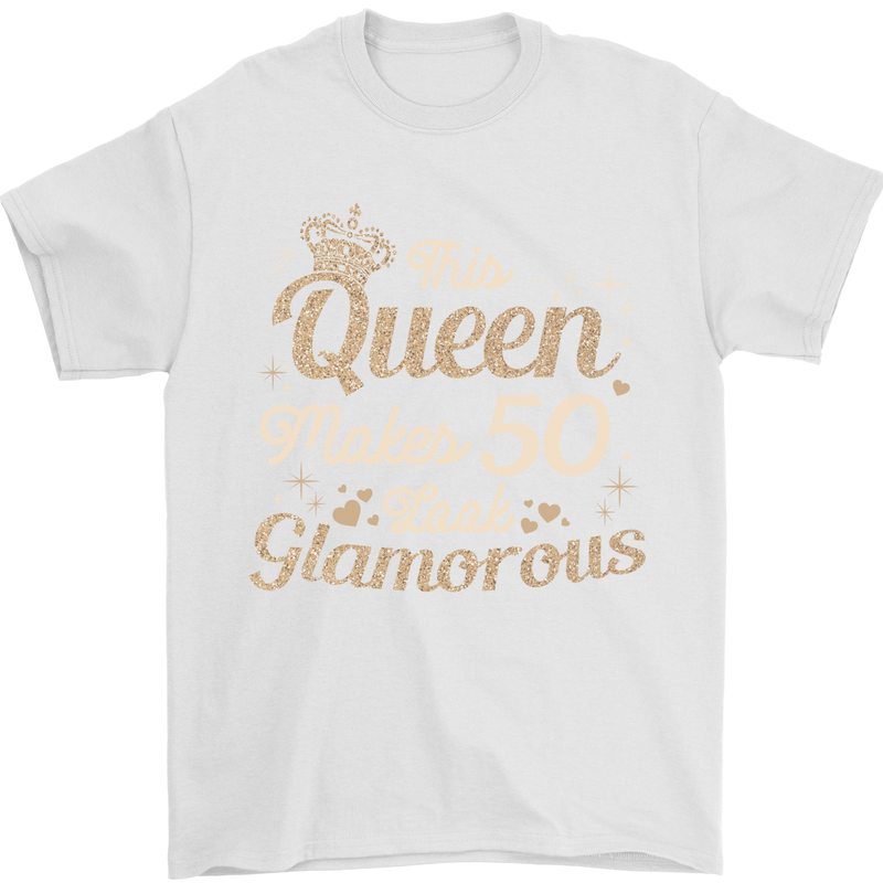 50th Birthday Queen Fifty Years Old 50 Mens T-Shirt Cotton Gildan White
