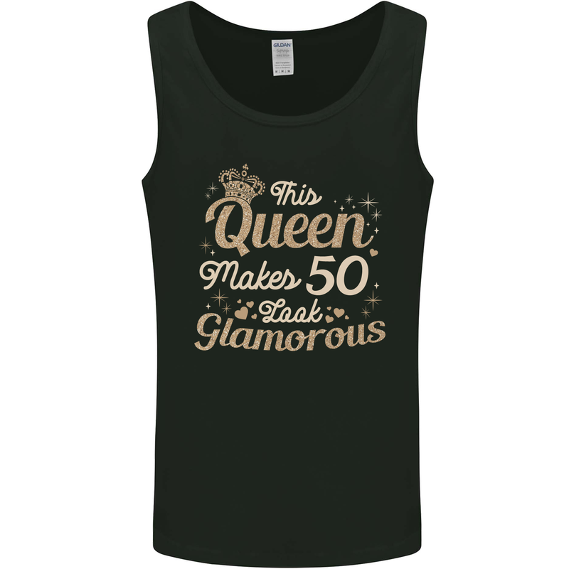 50th Birthday Queen Fifty Years Old 50 Mens Vest Tank Top Black