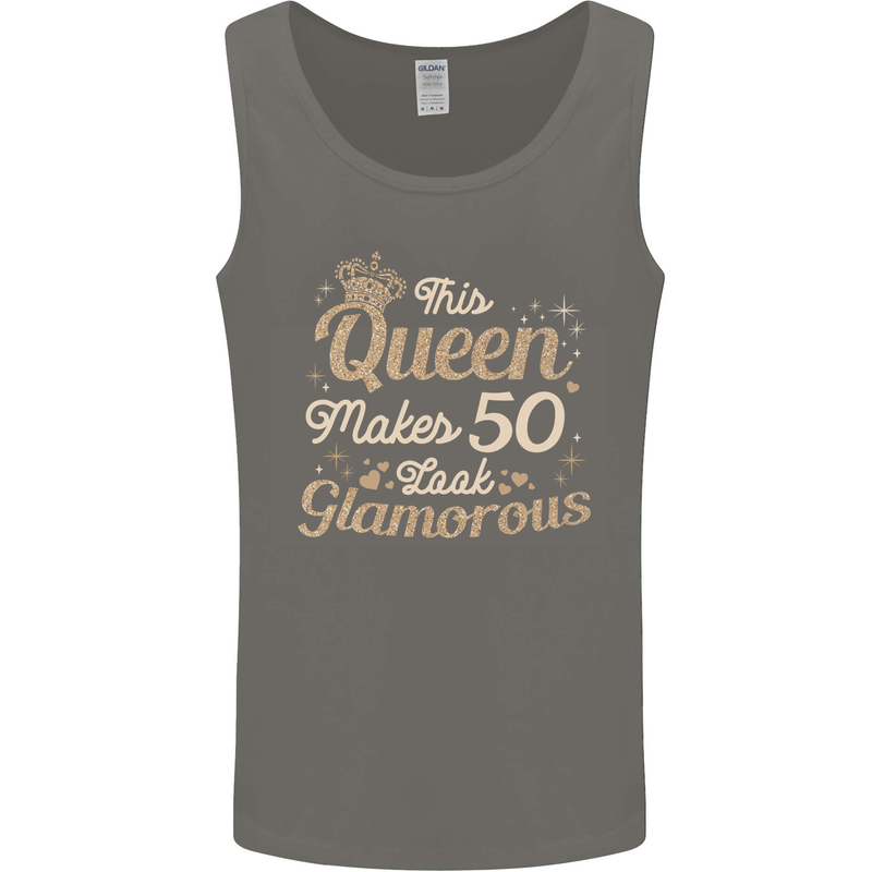 50th Birthday Queen Fifty Years Old 50 Mens Vest Tank Top Charcoal