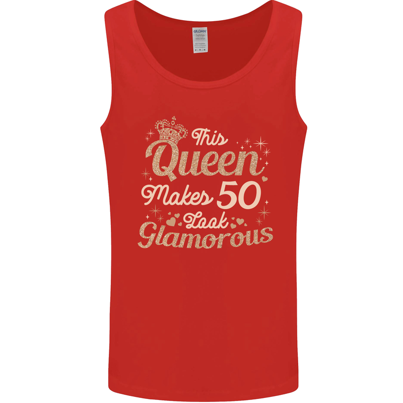 50th Birthday Queen Fifty Years Old 50 Mens Vest Tank Top Red