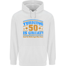 50th Birthday Turning 50 Is Great Year Old Mens 80% Cotton Hoodie White