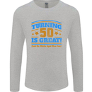 50th Birthday Turning 50 Is Great Year Old Mens Long Sleeve T-Shirt Sports Grey
