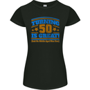 50th Birthday Turning 50 Is Great Year Old Womens Petite Cut T-Shirt Black