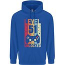 51st Birthday 51 Year Old Level Up Gamming Mens 80% Cotton Hoodie Royal Blue