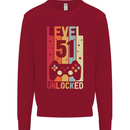 51st Birthday 51 Year Old Level Up Gamming Mens Sweatshirt Jumper Red