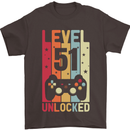 51st Birthday 51 Year Old Level Up Gamming Mens T-Shirt 100% Cotton Dark Chocolate