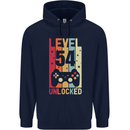 54th Birthday 54 Year Old Level Up Gamming Mens 80% Cotton Hoodie Navy Blue
