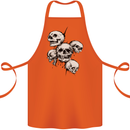 5 Skulls Demons Biker Gothic Heavy Metal Cotton Apron 100% Organic Orange