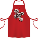 5 Skulls Demons Biker Gothic Heavy Metal Cotton Apron 100% Organic Red