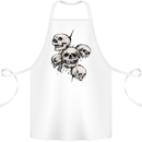 5 Skulls Demons Biker Gothic Heavy Metal Cotton Apron 100% Organic White