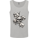5 Skulls Demons Biker Gothic Heavy Metal Mens Vest Tank Top Sports Grey