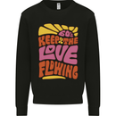 60s Keep the Love Flowing Funny Hippy Peace Kids Sweatshirt Jumper Black