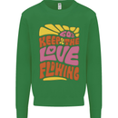 60s Keep the Love Flowing Funny Hippy Peace Kids Sweatshirt Jumper Irish Green