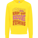 60s Keep the Love Flowing Funny Hippy Peace Kids Sweatshirt Jumper Yellow