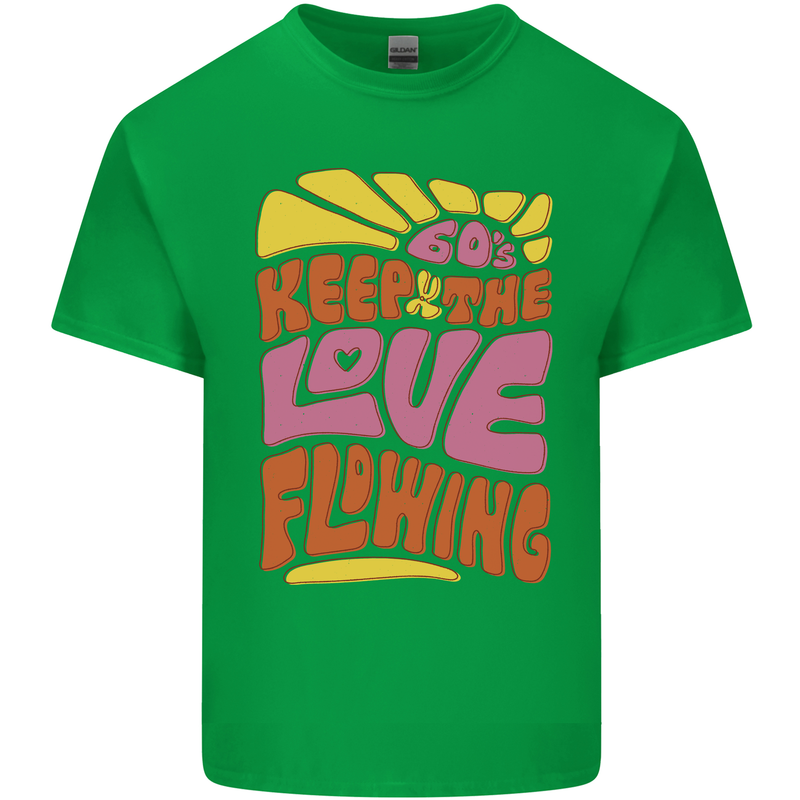 60s Keep the Love Flowing Funny Hippy Peace Kids T-Shirt Childrens Irish Green