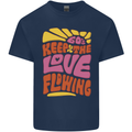 60s Keep the Love Flowing Funny Hippy Peace Kids T-Shirt Childrens Navy Blue