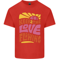 60s Keep the Love Flowing Funny Hippy Peace Kids T-Shirt Childrens Red