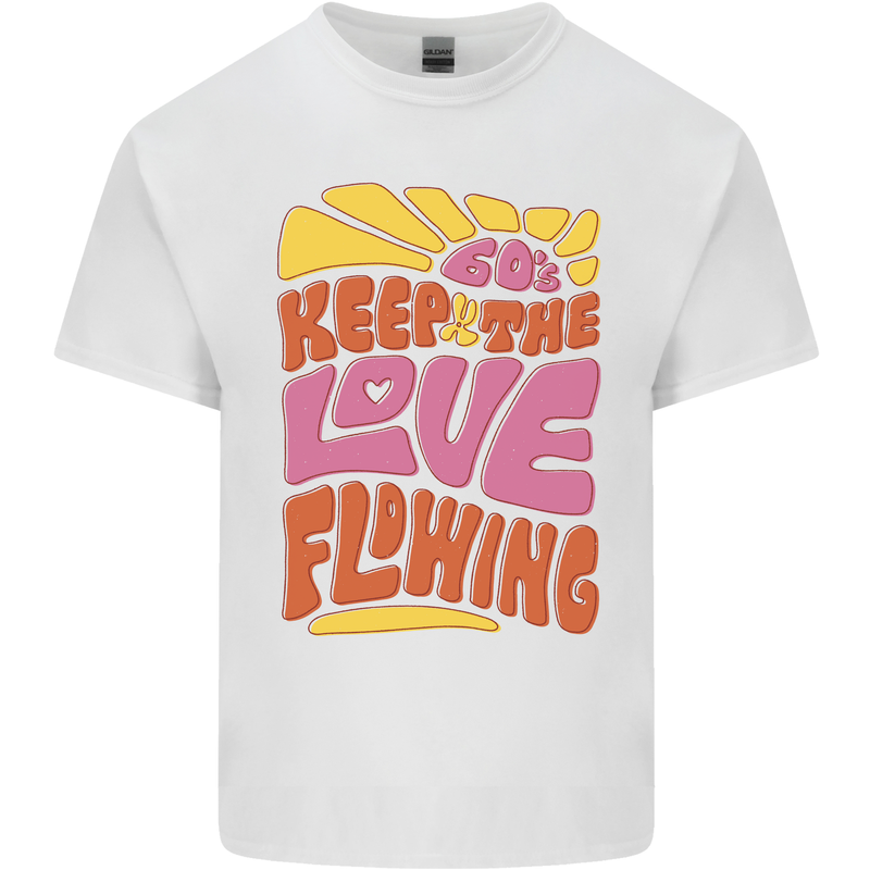 60s Keep the Love Flowing Funny Hippy Peace Kids T-Shirt Childrens White