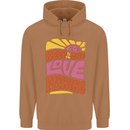 60s Keep the Love Flowing Funny Hippy Peace Mens 80% Cotton Hoodie Caramel Latte