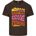 60s Keep the Love Flowing Funny Hippy Peace Mens Cotton T-Shirt Tee Top Dark Chocolate