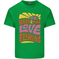 60s Keep the Love Flowing Funny Hippy Peace Mens Cotton T-Shirt Tee Top Irish Green