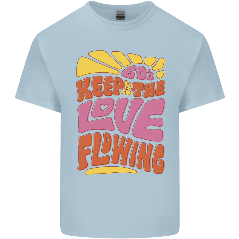 60s Keep the Love Flowing Funny Hippy Peace Mens Cotton T-Shirt Tee Top Light Blue