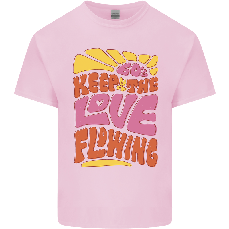 60s Keep the Love Flowing Funny Hippy Peace Mens Cotton T-Shirt Tee Top Light Pink