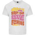 60s Keep the Love Flowing Funny Hippy Peace Mens Cotton T-Shirt Tee Top White