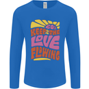 60s Keep the Love Flowing Funny Hippy Peace Mens Long Sleeve T-Shirt Royal Blue