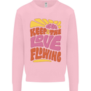 60s Keep the Love Flowing Funny Hippy Peace Mens Sweatshirt Jumper Light Pink