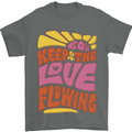 60s Keep the Love Flowing Funny Hippy Peace Mens T-Shirt Cotton Gildan Charcoal