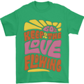 60s Keep the Love Flowing Funny Hippy Peace Mens T-Shirt Cotton Gildan Irish Green