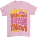 60s Keep the Love Flowing Funny Hippy Peace Mens T-Shirt Cotton Gildan Light Pink