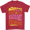 60s Keep the Love Flowing Funny Hippy Peace Mens T-Shirt Cotton Gildan Red