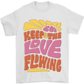 60s Keep the Love Flowing Funny Hippy Peace Mens T-Shirt Cotton Gildan White