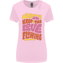 60s Keep the Love Flowing Funny Hippy Peace Womens Wider Cut T-Shirt Light Pink
