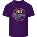60th Birthday 60 Year Old Awesome Looks Like Mens Cotton T-Shirt Tee Top Purple