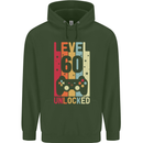 60th Birthday 60 Year Old Level Up Gamming Mens 80% Cotton Hoodie Forest Green
