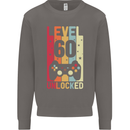 60th Birthday 60 Year Old Level Up Gamming Mens Sweatshirt Jumper Charcoal