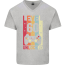 60th Birthday 60 Year Old Level Up Gamming Mens V-Neck Cotton T-Shirt Sports Grey
