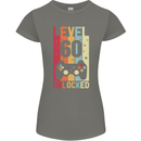 60th Birthday 60 Year Old Level Up Gamming Womens Petite Cut T-Shirt Charcoal