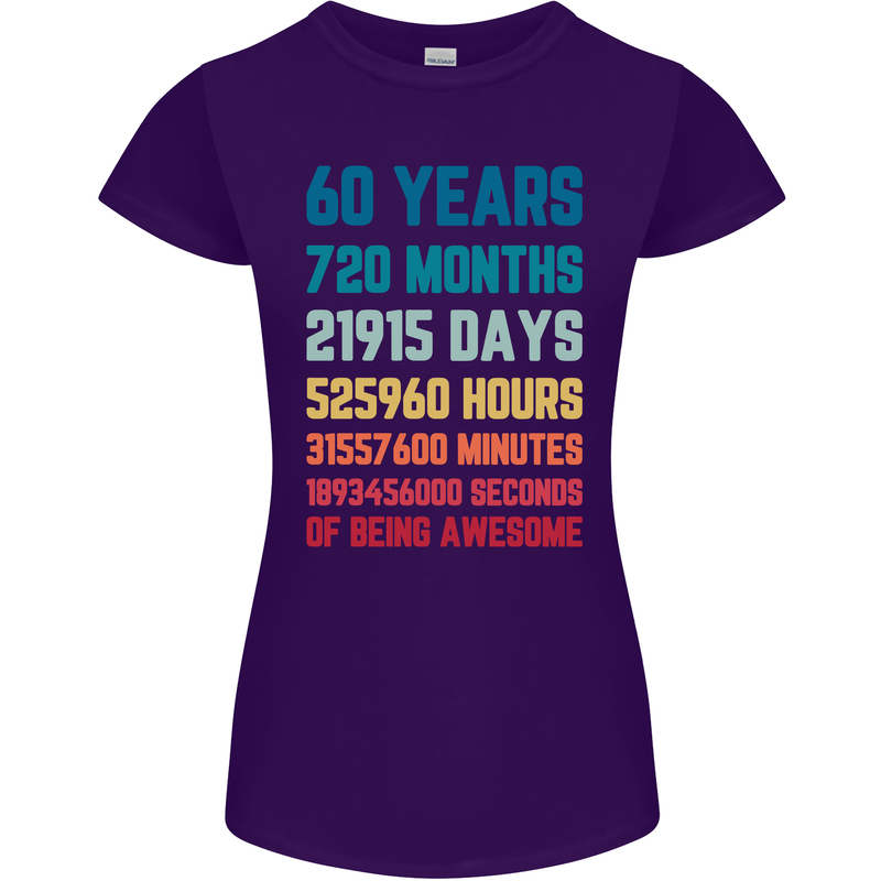60th Birthday 60 Year Old Womens Petite Cut T-Shirt Purple