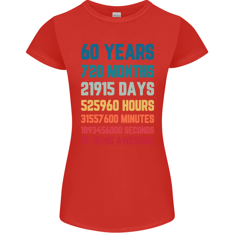 60th Birthday 60 Year Old Womens Petite Cut T-Shirt Red