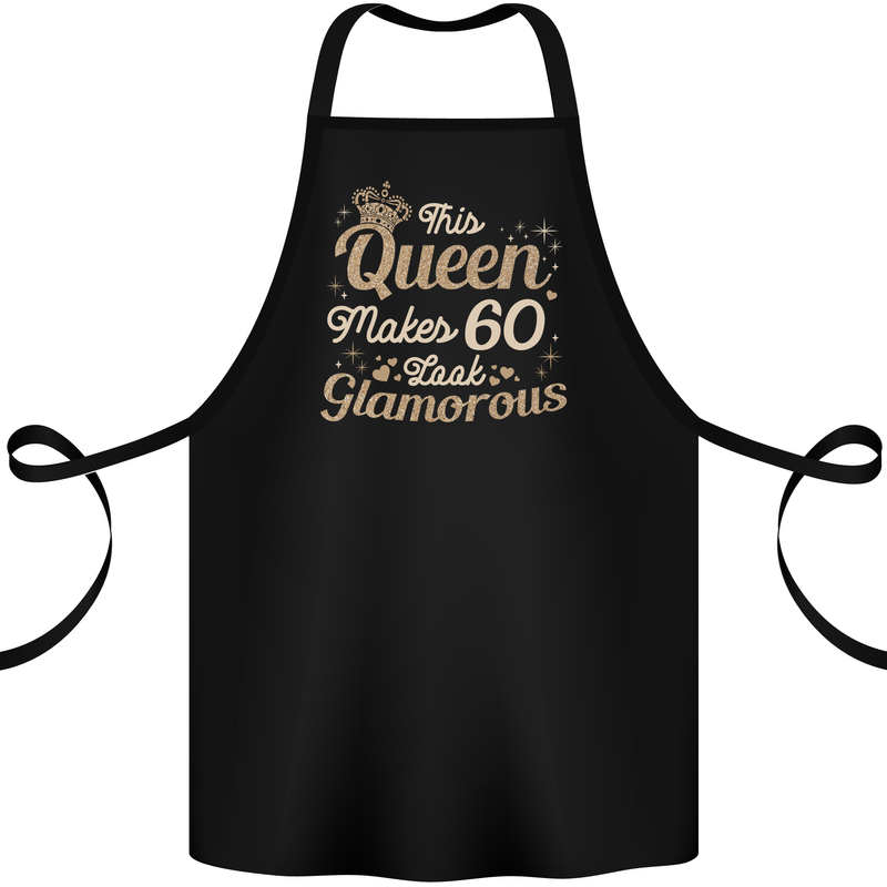 60th Birthday Queen Sixty Years Old 60 Cotton Apron 100% Organic Black