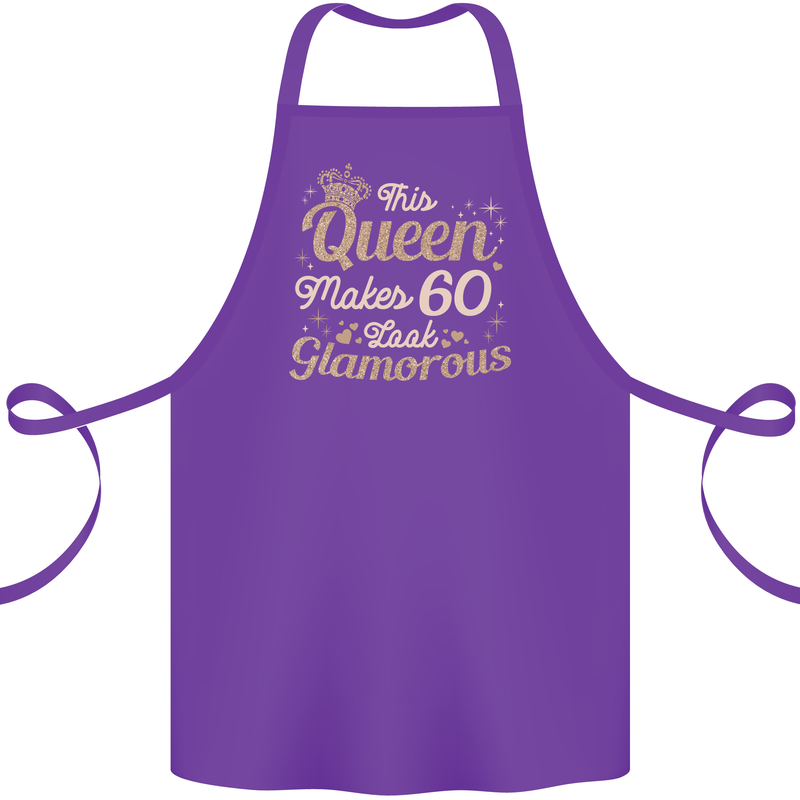 60th Birthday Queen Sixty Years Old 60 Cotton Apron 100% Organic Purple
