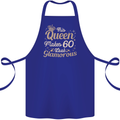 60th Birthday Queen Sixty Years Old 60 Cotton Apron 100% Organic Royal Blue